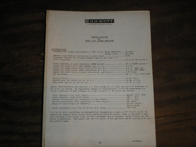 222D 222-D Amplifier Service Manual.. Schematic is dated June 14th 1963