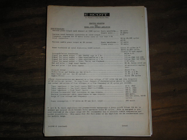299-C Amplifier Service Manual.. Schematic is dated June 2nd 1961 