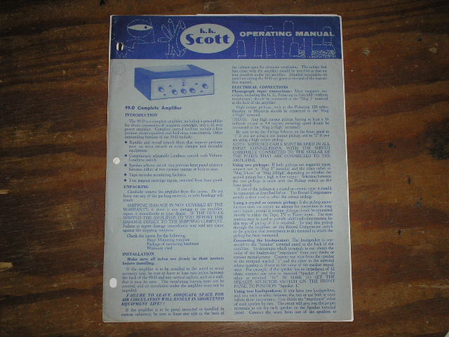 Model 99-D Amplifier Operating Instruction Manual with schematic