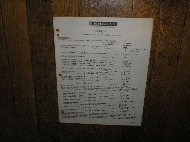 200-B LK-30  Power Amplifier Service Manual.. Schematic is dated October 30th 1960