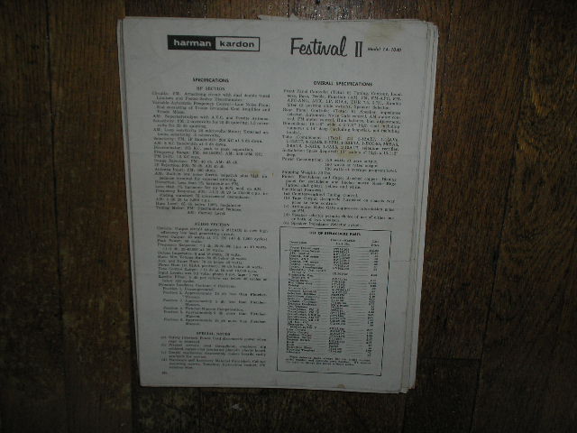 TA-1040 The Festival II Amplifier Service Information 