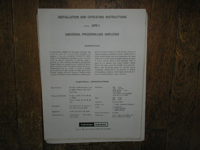 UPR-1 Line Amplifier Service Information 