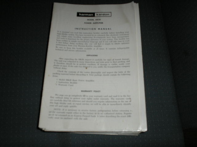 HK20 Power Amplifier Service Manual with schematic