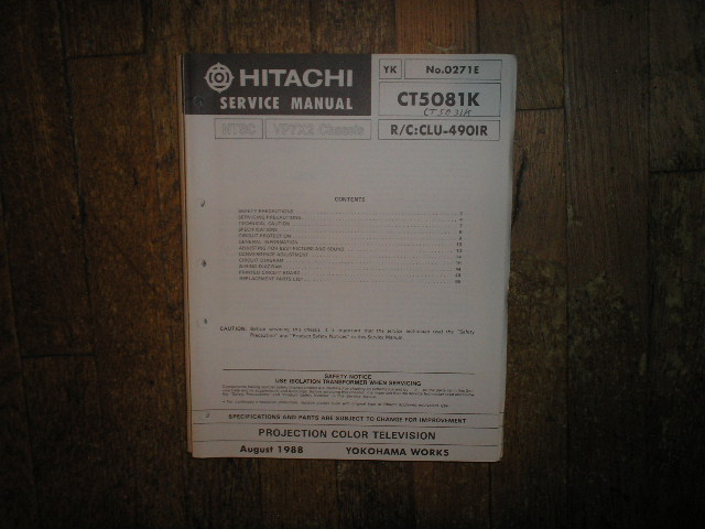CT5031K CT5081K Projection TV Service Manual     