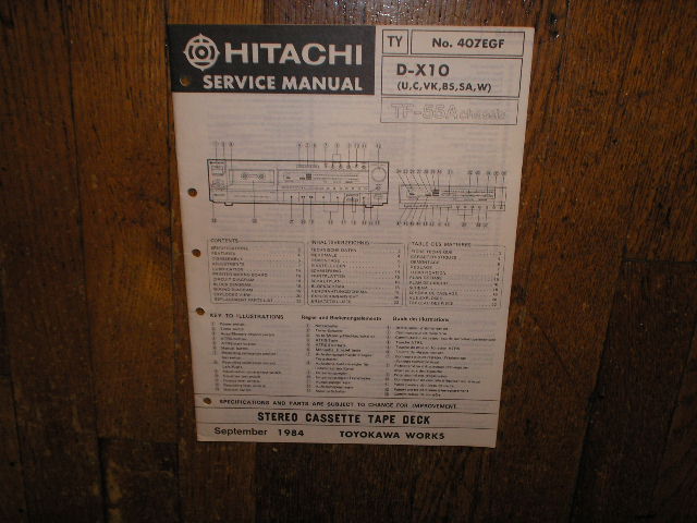 D-X10 U C ZS ES VK BS SA W Stereo Cassette Tape Deck Service Manual

