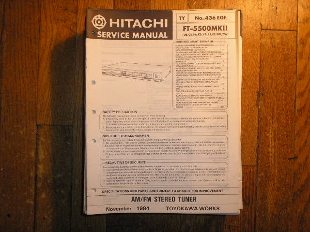 FT-5500 MK II MK 2 Tuner Service Manual  Hitachi