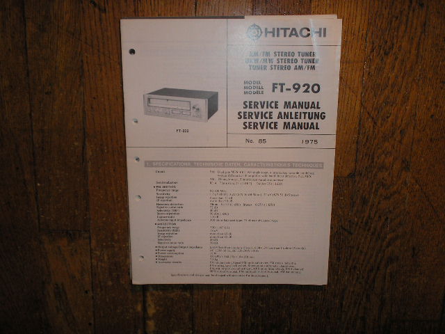 FT-920 Tuner Service Manual  Hitachi