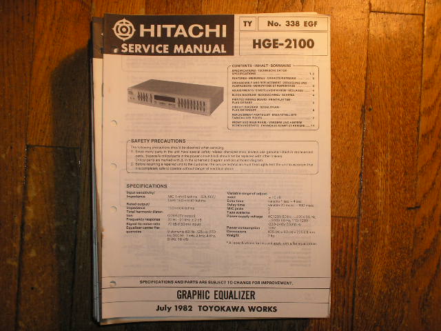 HGE-2100 Graphic Equalizer Service Manual 