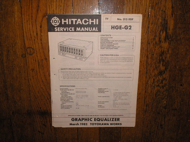 HGE-G2 Graphic Equalizer Service Manual