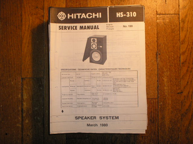HS-310 Speaker System Service Manual  Hitachi