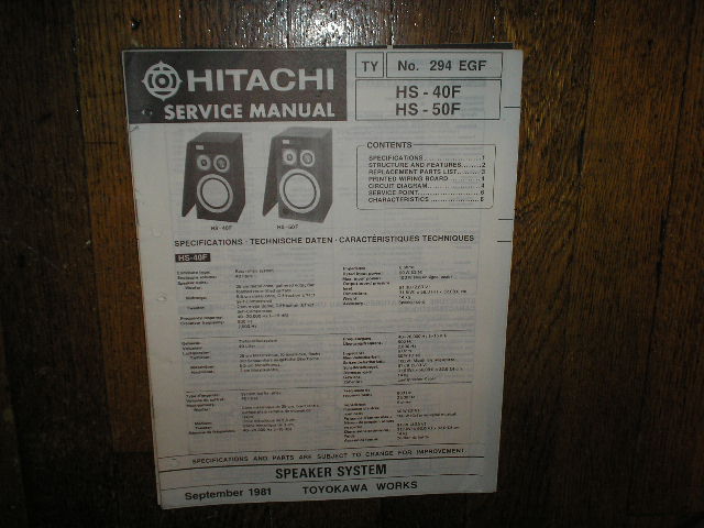 HS-40F HS-50F Speaker Service Manual  Hitachi