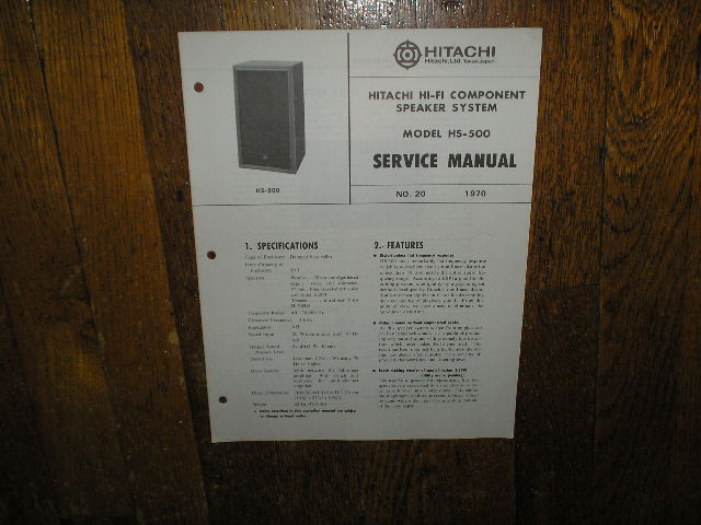HS-500 Speaker System Service Manual  Hitachi