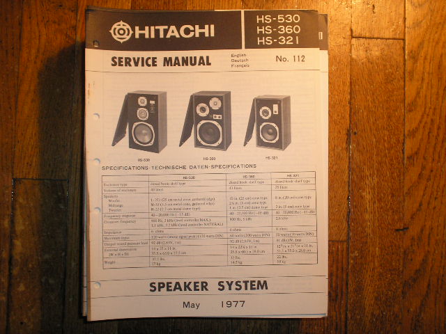 HS-530 Speaker System Service Manual  Hitachi