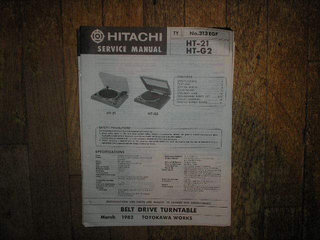 HT-21 HT-G2 Belt Drive Turntable Service Manual