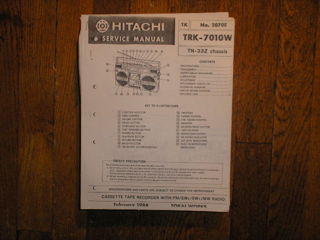 TRK-7010W CASSETTE RADIO Service Manual