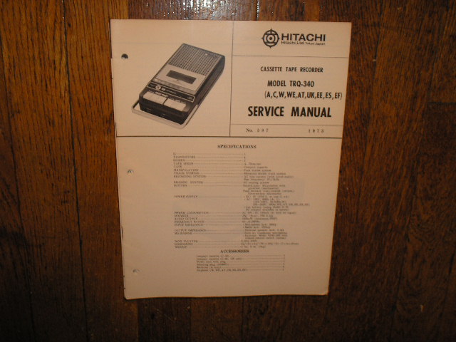 TRQ-340 A C W WE AT UK EE ES EF Cassette Tape Recorder Service Manual
