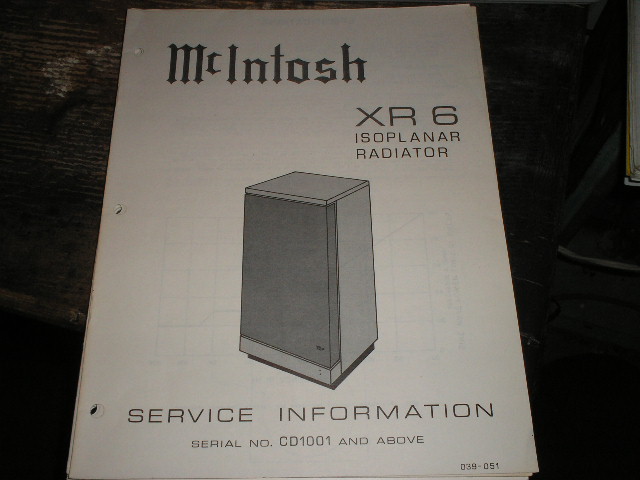 XR6 Loudspeaker Service Manual  McIntosh
