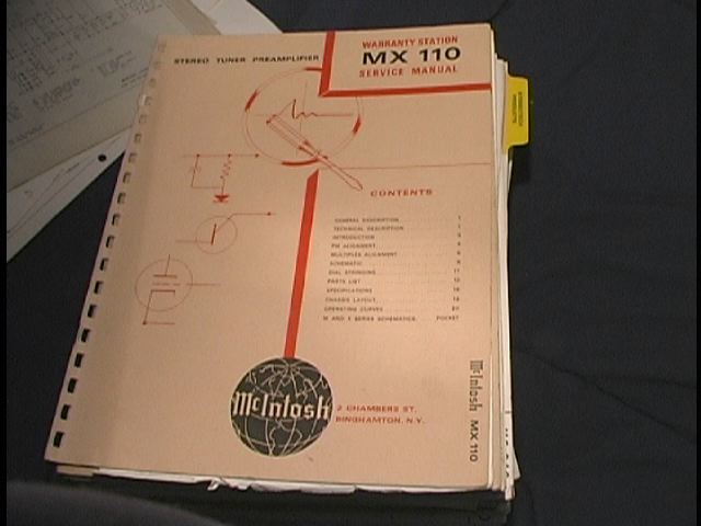 MX-110 Tuner Pre-Amplifier Service Manual  McIntosh