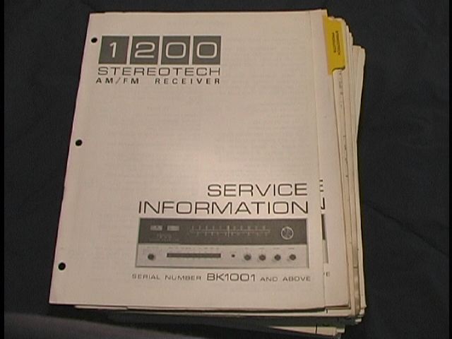 StereoTech 1200 Receiver Service Manual Starting with Serial No. BK1001