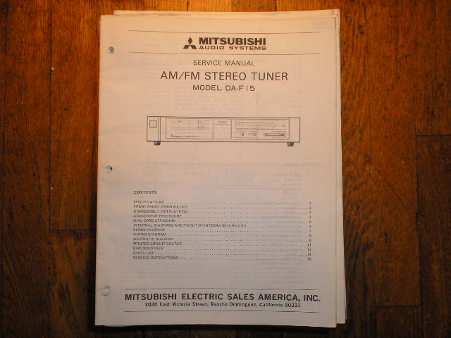 DA-F15 Tuner Service Manual  Mitsubishi