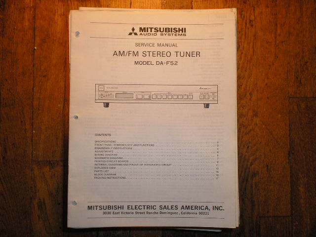 DA-F52 Tuner Service Manual  Mitsubishi