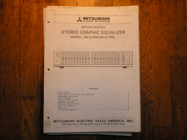 DA-G156 DA-G156L Graphic Equalizer Service Manual