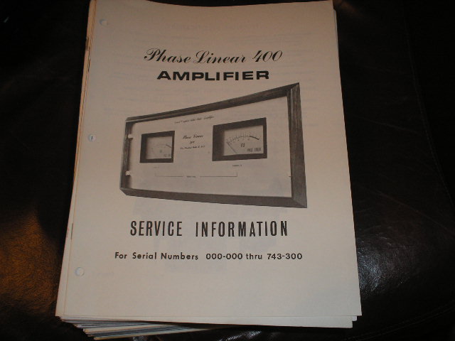 400 Power Amplifier Service Manual for Serial # 000-000 thru 743-300  with parts lists and schematics