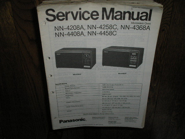 NN-4208A NN-4258C NN-4368A NN-4408A NN-4458C Microwave Oven Service Repair Manual