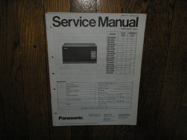 NN-5309A NN-5349 NN-5369A NN-5409 NN-5409A NN-5439A Microwave Oven Service Manual 