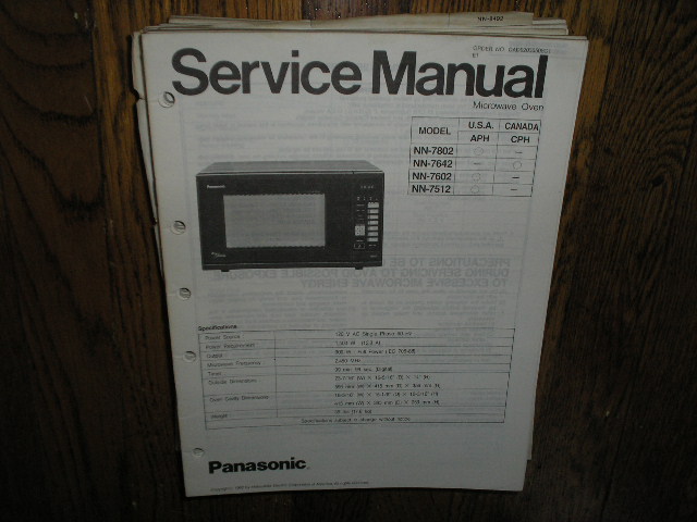NN-7512 NN-7602 NN-7642 NN-7802 Microwave Oven Service Manual