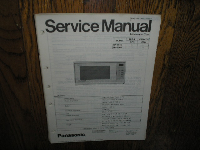 NN-8500 NN-8550 Microwave Oven Service Manual