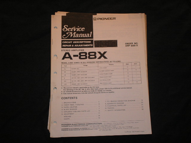 A-88X Amplifier Service Manual