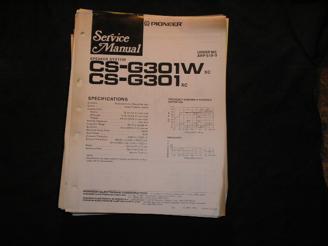 CS-G301W CS-G301 2 Speaker Service Manual  Pioneer