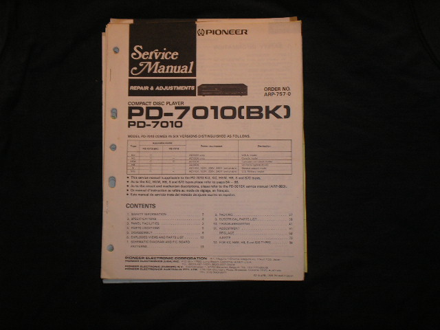 PD-7010 PD-7010BK CD Player Service Manual