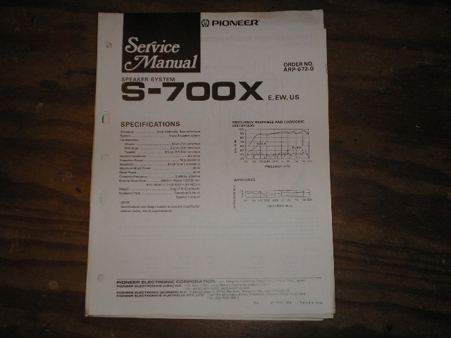 S-700X Speaker System Service Manual  Pioneer