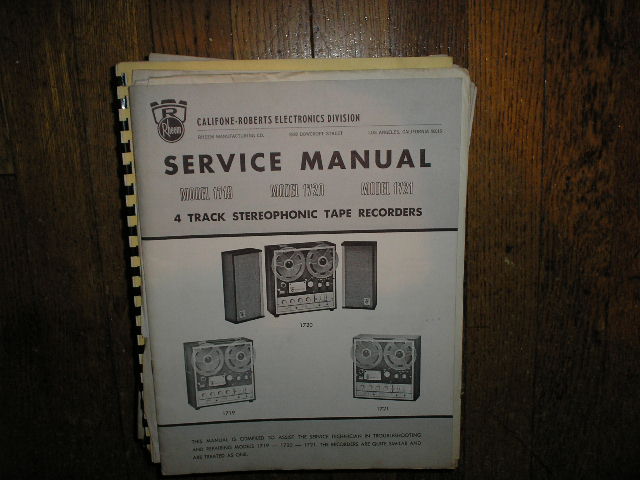 1719 1720 1721 4-Track Stereo Reel to Reel Tape Deck Service Manual  ROBERTS