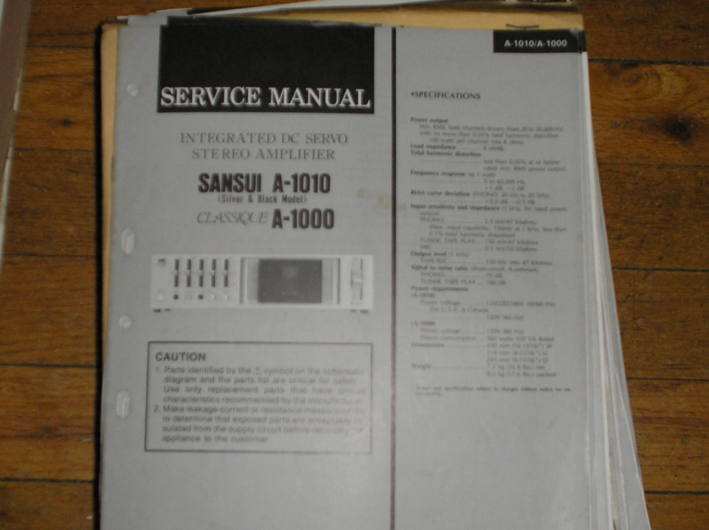 A-1010 A-1000 Classique Amplifier Service Manual