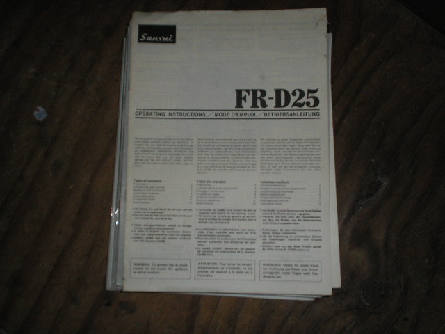 FR-D25 Turntable Owners Manual
