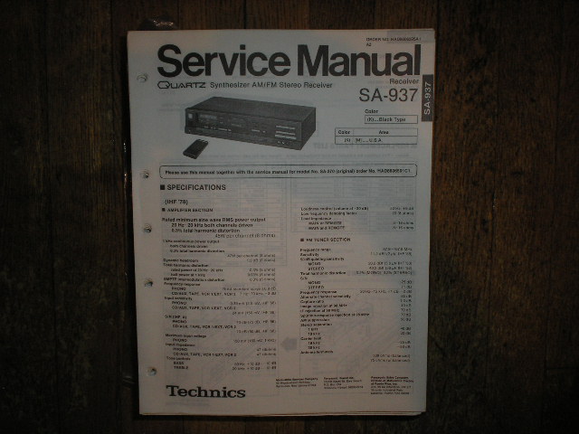SA-937 Receiver Service Manual