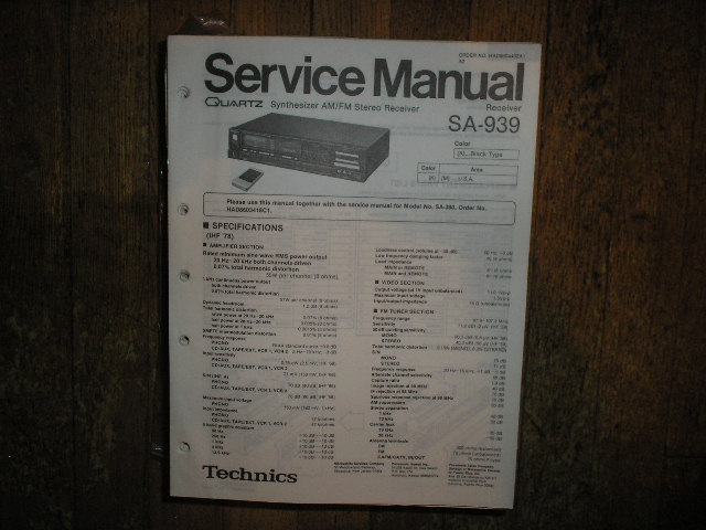 SA-939 Receiver Service Manual