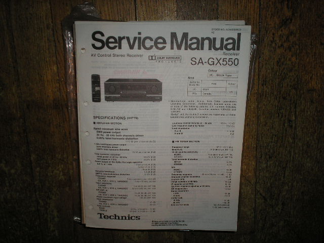 SA-GX550 Receiver Service Manual