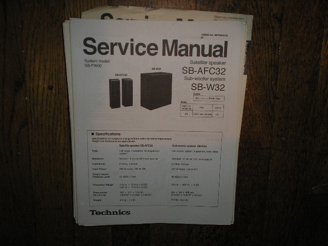 SB-AFC32 SB-W32 Sub-Woer Speaker System Service Manual  Technics 