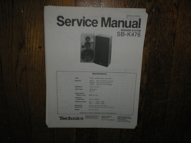SB-K476 Speaker System Service Manual  Technics 