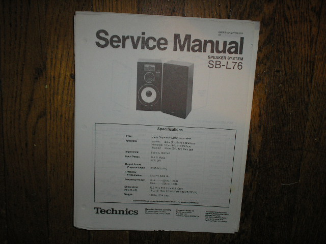 SB-L76 Speaker System Service Manual  Technics 