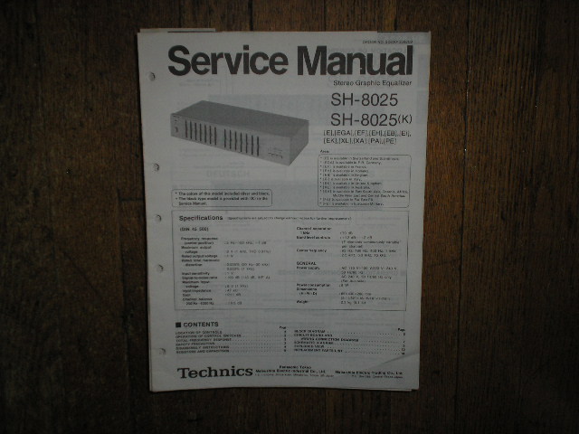SH-8025 SH-8025K Equalizer Service Manual