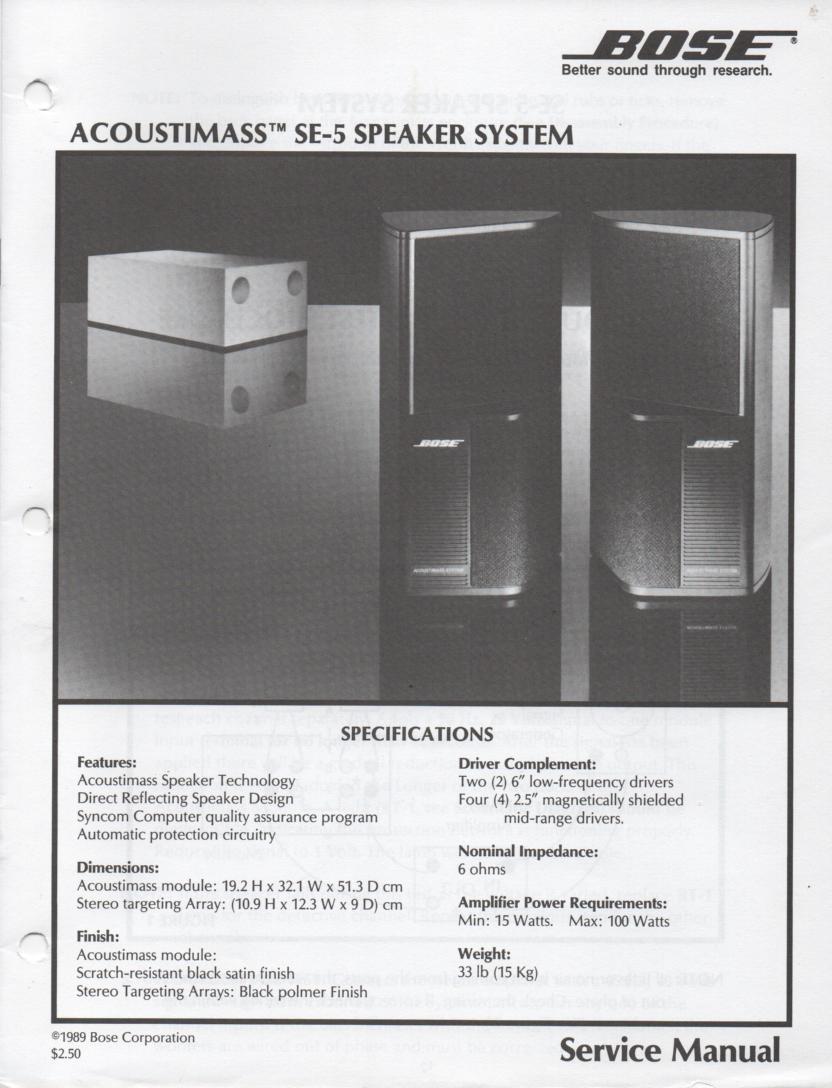 Acoustimass Professional Powered Speaker System Service Manual  Bose 