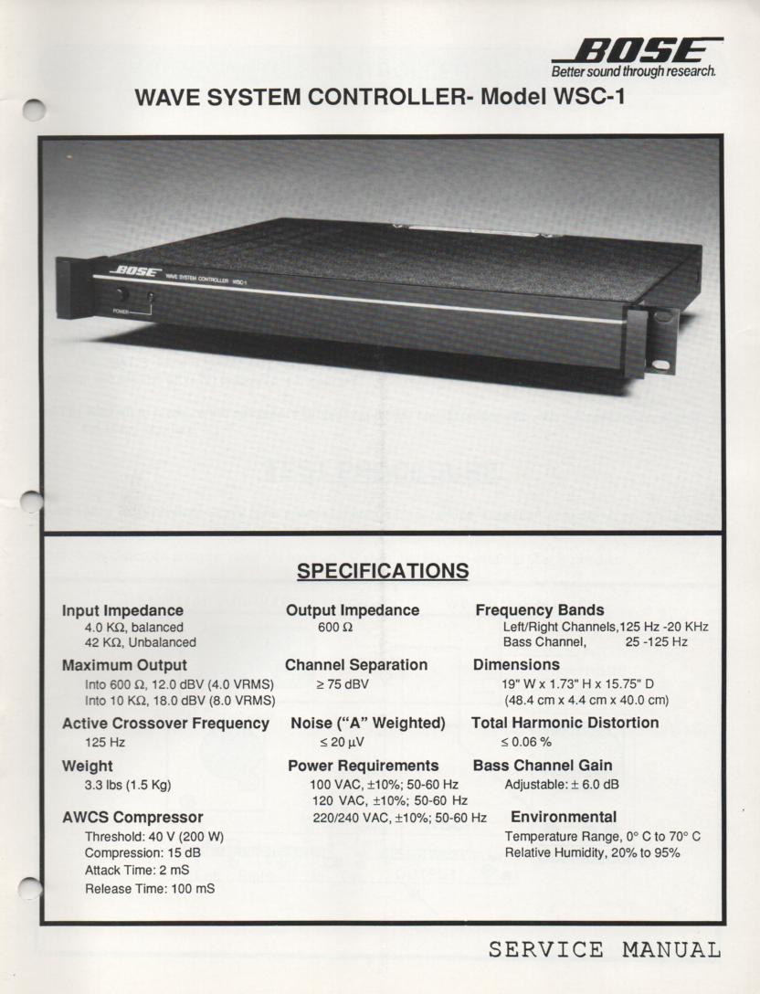 WSC-1 Wave System Controller Service Manual