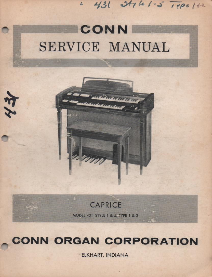 431 Style 1 & 5 Type 1 & 2 Caprice Organ Service Manual