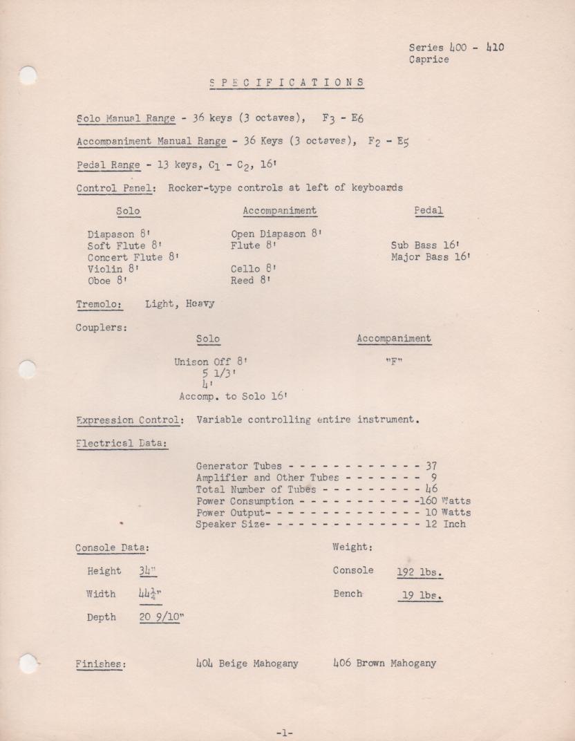 409 Organ Service Manual It contains parts lists schematics and board layouts