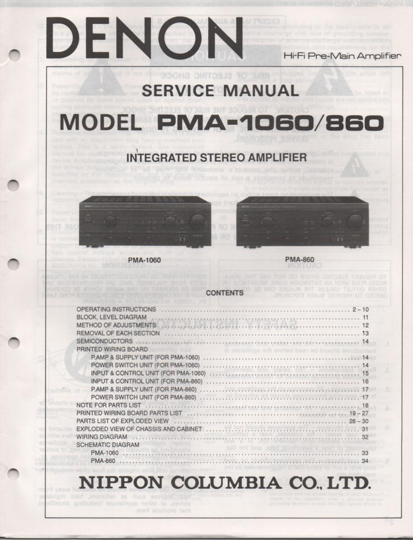 PMA-860 PMA-1060 Amplifier Service Manual